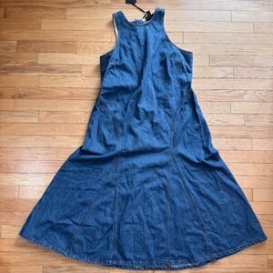 Future Collective Women Racerback Denim Midi Dress Medium Wash Blue Size 14 NWT
